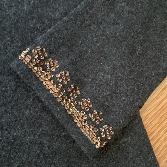 Silk Angora sweater Women’s M Sequins Festive Grey V neck Warm Winter festive - Picture 6 of 11